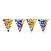 3x Mini vlaggetjeslijn slingers verjaardag versiering 5 jaar - Vlaggenlijnen - thumbnail