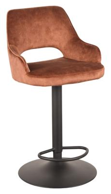 LABEL51 Barkruk 'Fer' Velvet, kleur Roest (zithoogte 64-84cm)