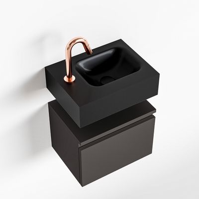 Toiletmeubel Mondiaz Andor | 40 cm | Meubelkleur Dark grey | Lex vrijhangend wastafel Urban Rechts | 1 kraangat