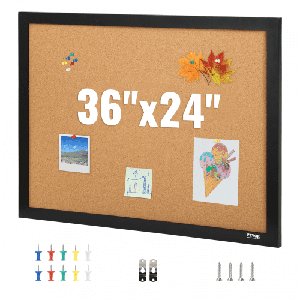 VEVOR 36" x 24" Kurk Prikbord met Muurbevestiging MDF Sticker Frame