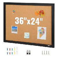 VEVOR 36" x 24" Kurk Prikbord met Muurbevestiging MDF Sticker Frame