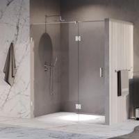 Brauer Void - Nisdeur - 2-Delig - Helder Glas - 170 x 200 cm - Omkeerbaar - met Draaideur 70 cm - Aan Glas - incl. Glascoating - Chroom