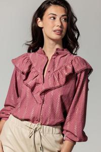 Tramontana Blouse Dobby Ruffle | Guava