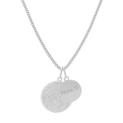 Vingerafdruk ketting met dubbele bedel - Stainless steel - Zilver
