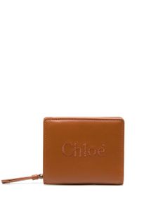 Chloé portefeuille en cuir à logo brodé - Marron