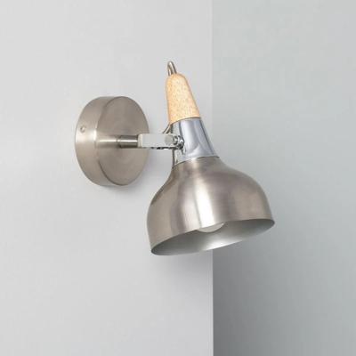Wandlamp zilver hout &apos;Omar&apos; verstelbaar E14 fitting