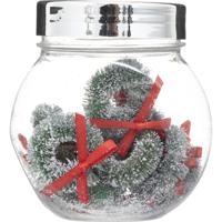 Mini kerstkransen decoraties - 16x stuks - in glazen pot - 3 x 8 cm - polyester - hobby deco - thumbnail