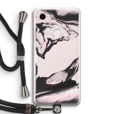 Roze stroom: Pixel 3 Transparant Hoesje met koord