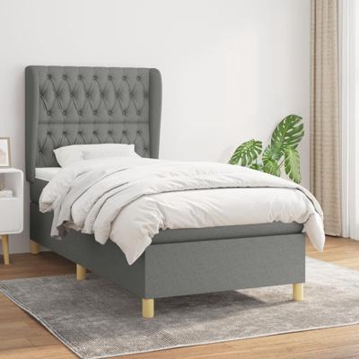 Boxspring met matras stof donkergrijs 100x200 cm