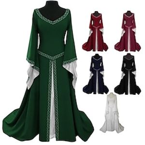 Middeleeuws Renaissance Cocktail jurk Vintage Jurk Gala jurk Viking Outlander Elf Walhalla Dames Halloween Feest LARP Ren Faire Kleding Lightinthebox