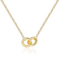 Elenza Goudkleurige Ketting met Twee Verweven Cirkelvormen in 925 Sterling Zilver