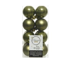 Kerstbal plastic glans en mat d4 cm mosgroen 16st - Decoris