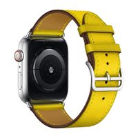 Bandje geschikt voor Apple Watch 42/44MM - Maat L - Horlogebandje - Polsband - Kunstleer - Geel