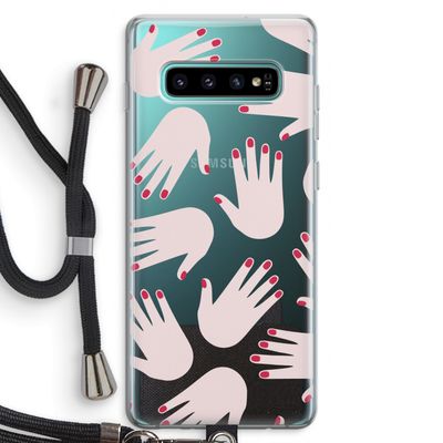 Hands pink: Samsung Galaxy S10 Plus Transparant Hoesje met koord