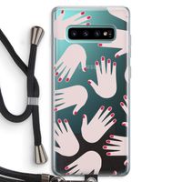 Hands pink: Samsung Galaxy S10 Plus Transparant Hoesje met koord