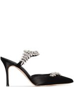 Manolo Blahnik Lurum 90mm crystal- embellished satin mules - Noir - thumbnail