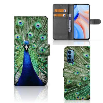 OPPO Reno 4 Pro 5G | Telefoonhoesje | Met pasjeshouder | Pauw