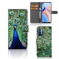 OPPO Reno 4 Pro 5G | Telefoonhoesje | Met pasjeshouder | Pauw