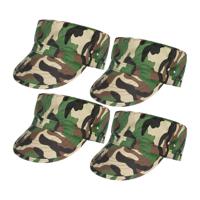 Carnaval verkleed Soldaten hoedje - 4x - camouflage groen - voor volwassenen - Militairen/leger them