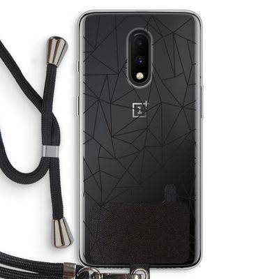 Geometrische lijnen zwart: OnePlus 7 Transparant Hoesje met koord