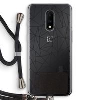 Geometrische lijnen zwart: OnePlus 7 Transparant Hoesje met koord