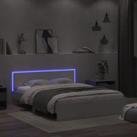 Bedframe met hoofdeinde en LED-verlichting wit 160x200 cm
