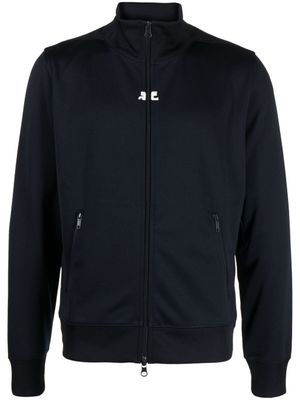 Courrèges hoodie zippé à logo brodé - Bleu
