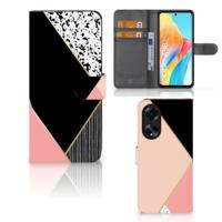 OPPO A98 5G | Book Case | Zwart Roze Vormen