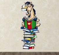 Sticker paard leest boeken