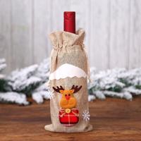 2 PC'S kerstcadeau wijn fles Dust Cover tas Home tabel decor (jute Moose) 2 PC'S kerstcadeau wijn fles Dust Cover tas Home tabel decor (jute Moose)