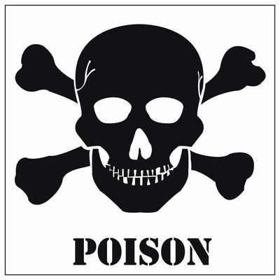 Halloween decoratie giftig / poison sticker 10,5 cm