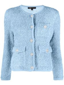 Maje cardigan en fil bouclé à boutonnière - Bleu