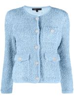 Maje cardigan en fil bouclé à boutonnière - Bleu