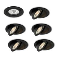 LED-inbouwspot set 6 stuks Sienna zwart 5W extra warm-wit 2700K