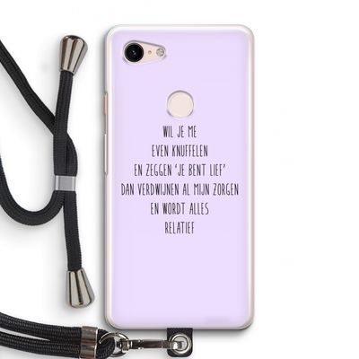 Relatief: Pixel 3 Transparant Hoesje met koord