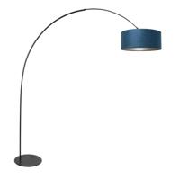 Steinhauer VloerlampCurve zwart met blauwe kap Ø 50cm - 4271ZW
