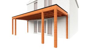 Trendhout Aanbouwveranda Modena 690x300 cm- Plat dak- Hout- Trendhout