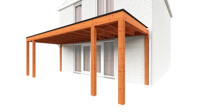 Trendhout Aanbouwveranda Modena 690x300 cm- Plat dak- Hout- Trendhout