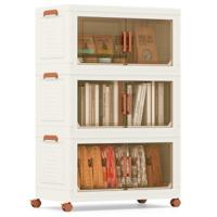 Opvouwbare Opbergbakken van 210L/280L met Deksel 3/4-Pack Stapelbare Kunststof Opbergdozen met Wielen Opbergcontainers met Deuren