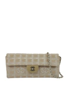 CHANEL Pre-Owned sac porté épaule East West Flap (2002) - Tons neutres