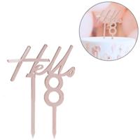 Ginger Ray taarttopper hello 18 roségoudkleurig 18 cm | 20 stuks