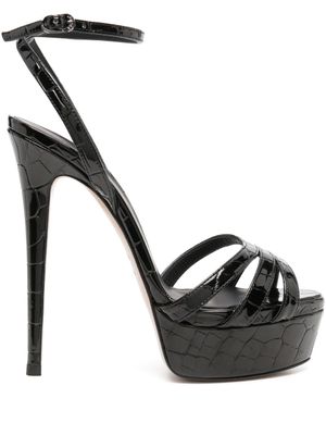 Le Silla sandales Lola à effet peau de crocodile embossé 140 mm - Noir