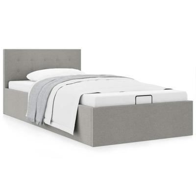 Bedframe met hydraulische opslag stof lichtgrijs 100x200 cm