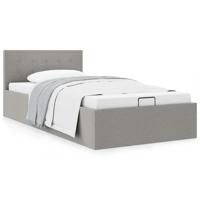 Bedframe met hydraulische opslag stof lichtgrijs 100x200 cm
