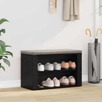 Schoenenrek met plank Zwart eiken 75 x 35 x 45 cm Bewerkt hout