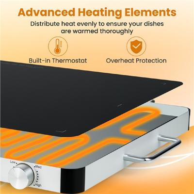 Elektrische Warmhoudplaat met Instelbare Temperatuur 30℃-120℃ & Gehard Glas