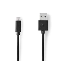 USB-Kabel | USB 2.0 | USB-A Male | USB Micro-B Male | 10 W | 480 Mbps | Vernikkeld | 0.50 m | Rond | PVC | Zwart