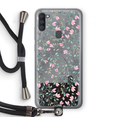 Sierlijke bloemen: Samsung Galaxy A11 Transparant Hoesje met koord