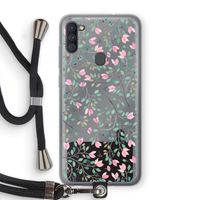 Sierlijke bloemen: Samsung Galaxy A11 Transparant Hoesje met koord