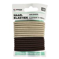 Benson Care Haar elastiekjes - set 15x - bruin/beige - zonder metaal - D5 cm